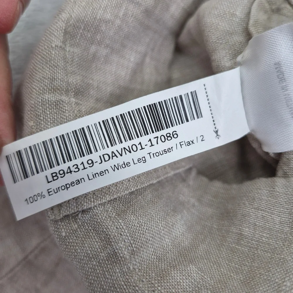 Quince Womens 100% European Linen Wide Leg Trouser Flax Beige Cuffed 2 Beachy